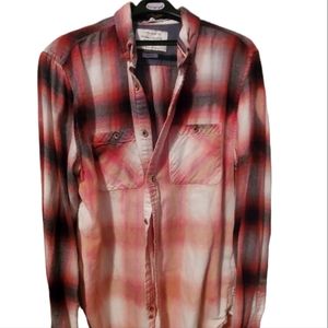 Bleach dipped women's flannel shirt